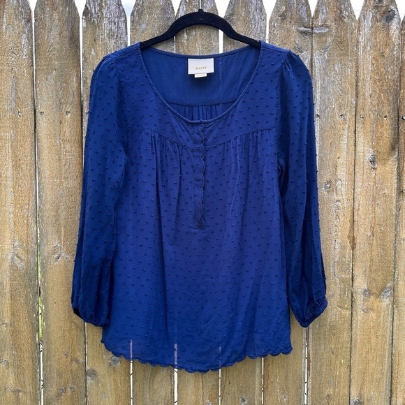 Anthropologie Maeve Emmaline Swiss Raised Clip Dot Textured Blouse Size 4 - Picture 1 of 13